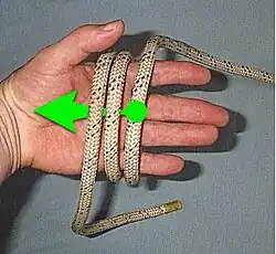 2 - Passer le brin le plus à droite sous les deux autres.