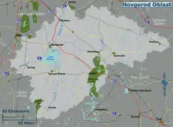 Carte de la position de Novgorod par rapport à l'oblast.
