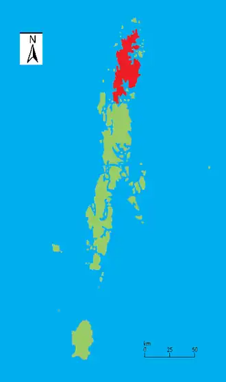 îles Andaman avec Andaman du Nord en rouge