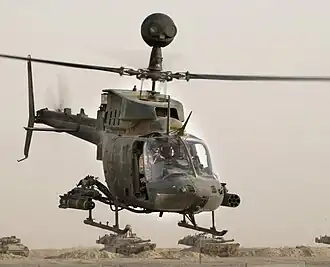 OH-58 D Kiowa, les derniers sont retirés du service en 2017.