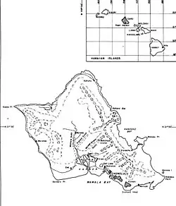 Carte d'Oahu affichant la baie de Māmala