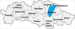 Localisation du district de Stropkov dans la région de Prešov (carte interactive)