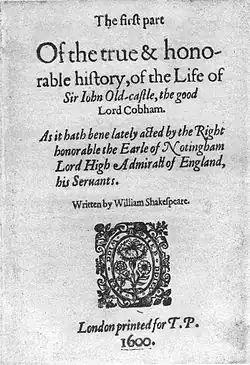 Page de titre d'une édition datée de 1600