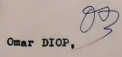 signature d'Omar Blondin Diop