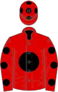 Red, black disc, spots on sleeves and cap