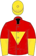 Red, Yellow inverted triangle, halved sleeves, Yellow cap