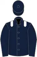 Dark blue, white epaulettes, dark blue cap
