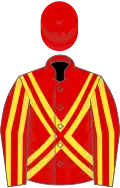 Red, yellow cross belts, yellow stripes on sleeves