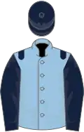 Light blue, dark blue epaulets, sleeves and cap