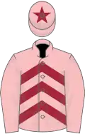 Pink, maroon chevrons on body and star on cap