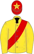 Yellow, red sash, red cap, yellow star