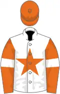 White, orange star, orange sleeves, white armlets, orange cap