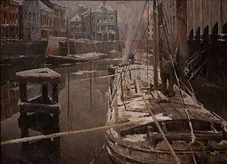 Chalands sous la neige, 1901Musée royal de Bruxelles.