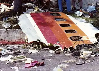 Débris du Boeing 727 du vol 182, après son crash sur un quartier de San Diego, en Californie.
