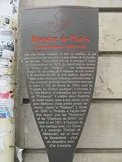 Panneau Histoire de Paris« Claude Debussy ».