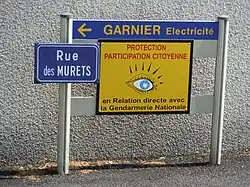 Panneau Protection participation citoyenne à Mauves (Ardèche).