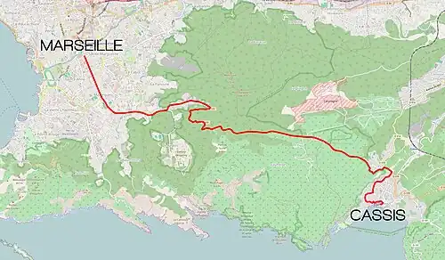 Description de l'image Parcours Marseille Cassis 2016.jpg.