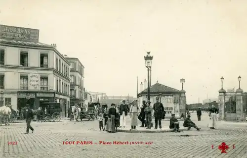 Place Hébert, Paris, vers 1900, face à la rue de l'Évangile.