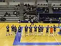 Placement des joueurs du Paris Volley lors du début de match.