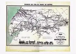 Carte du chemin de fer de Paris à la mer publiée en 1838.