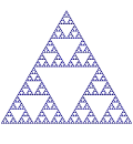 Marquage de la parité des termes du triangle de Pascal, faisant apparaitre un triangle de Sierpiński