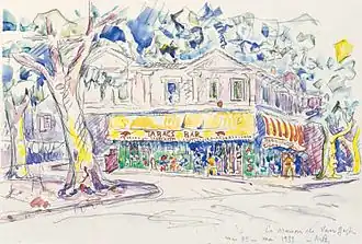 Arles, la « maison jaune », où résida van Gogh en 1888-1889, aquarelle (1933).