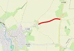 Pavé de Haussy sur la carte