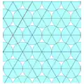 Pavage triangulaire ; on retrouve l'empilement hexagonal.