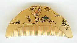 Peigne chinois en corne peinte