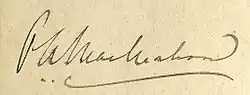 Signature de Percy Alexander MacMahon