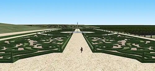 Vue de la perspective depuis le Salon Ovale, au premier étage du château.