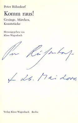 Dédicace de Peter Rühmkorf