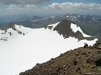 Vue du pic Central (à gauche) et du pic de Cerbillona (à droite).