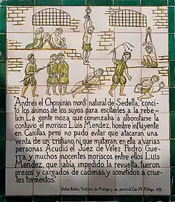 Plaque rappelant le traitement des Morisques