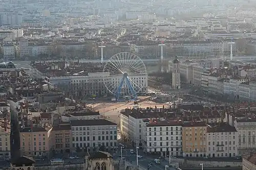 La place Bellecour vue depuis Fourvière.