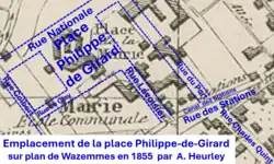 Place Philippe de Girard sur plan de 1855