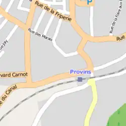 Plan de la ville montrant la gare.