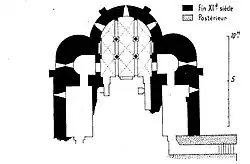 Plan de la crypte de l'église de Plaimpied (source BNF.fr)