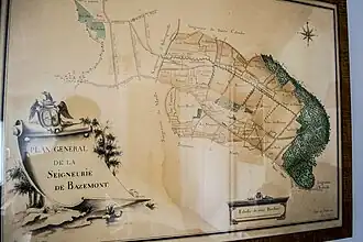 Plan de Bazemont de 1787 dessiné par Louis Pierre Parat de Chalandray et recopié par Anjoran en 1900. Ce plan a été restauré en 2013.