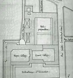 Plan du quartier en 1884 avec l'impasse Chartière.
