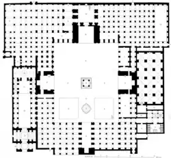 Plan iranien cruciforme à quatre iwans de la mosquée du Vendredi (Ispahan).