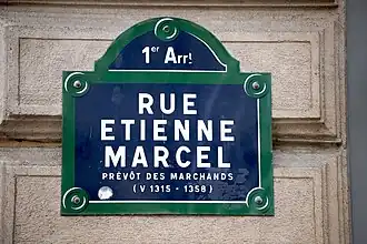 Plaque de la rue Étienne-Marcel, le 07 octobre 2009.