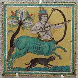 Plaque représentant un centaure, émail champlevé sur cuivre doré, 1160–1170, Musée du Louvre