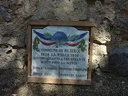 Plaque monument aux morts des hameaux de la Haute et de la Basse-Melle.