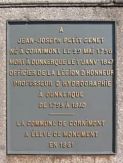 Une plaque du monument Jean-Joseph Petitgenêt.