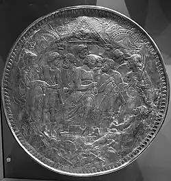 « Plat d'Achille ». Argent, Diam. 71&nbsp;cm. Fin du IVe&nbsp;siècle EC. Trouvé dans le Rhône.