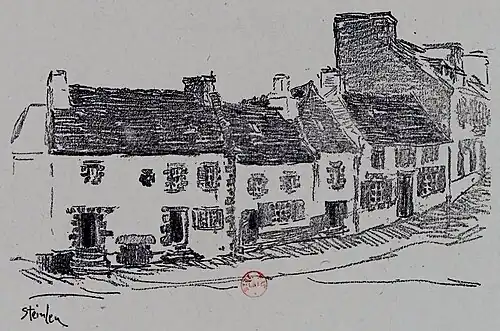 Le bourg breton de Plestin (dessin de Théophile Alexandre Steinlen, 1902).