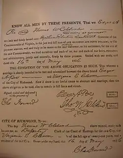 Acte de mariage sur papier brun