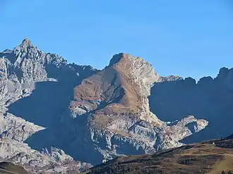 La pointe de Chombas depuis Samance au nord-ouest.