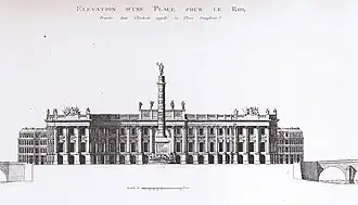 Germain Boffrand, place Louis-XV avec un arc de Triomphe sur le pont Neuf.